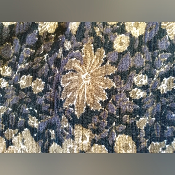 Free People Boho Tunic Black Tan Floral Peasant Top XS Square Neck Crochet Dress - Picture 14 of 16